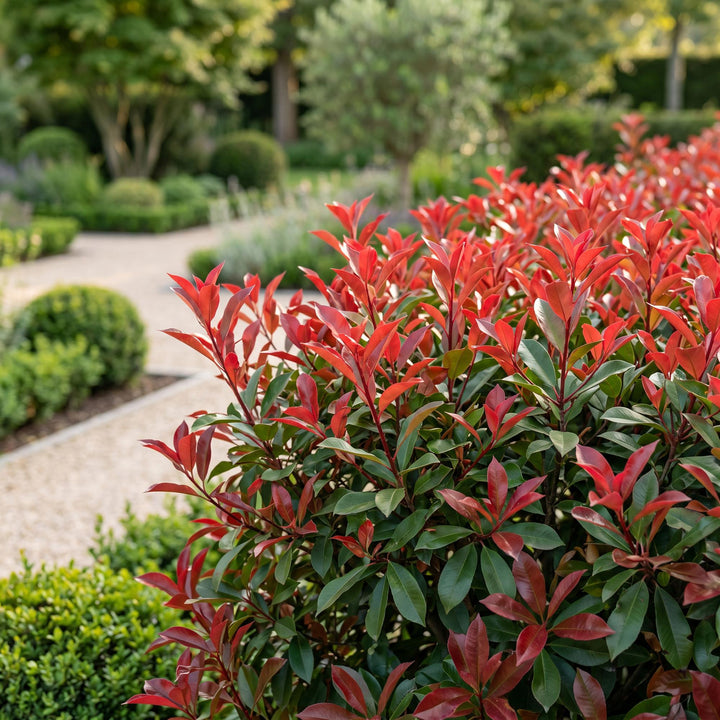 40x Photinia fraseri 'Carre Rouge' - Evergreen Red-Tipped Hedging - 9cm Pot - 25-35cm