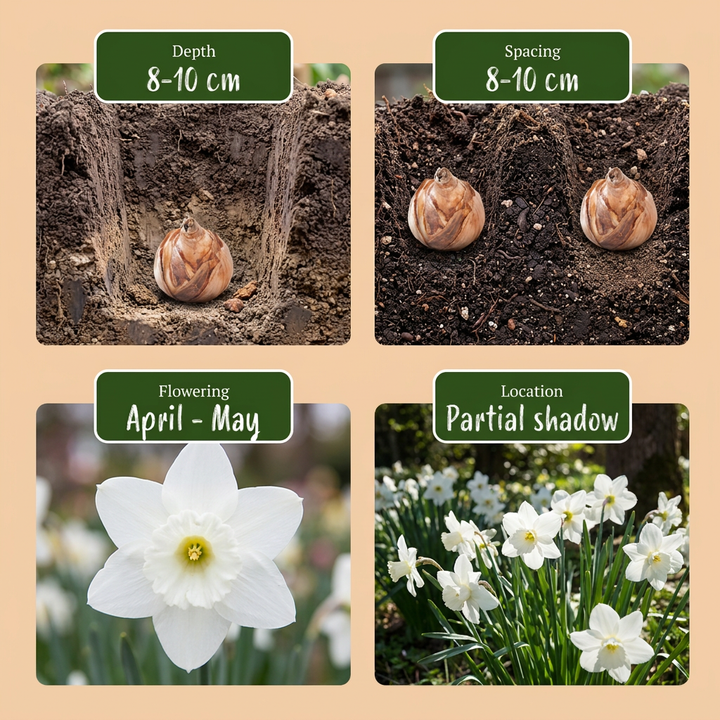 120x Narcissus 'Thalia' Daffodil Bulbs - White - Spring Flowering - Size 10/12