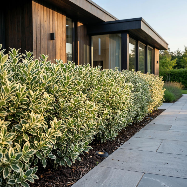 40x Euonymus japonicus 'White Spire' Japanese Spindle - Evergreen Hedging - 9cm Pot - 20-30cm