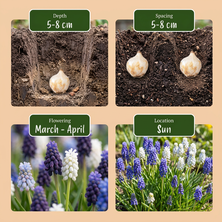400x Muscari 'Magic' Grape Hyacinth Mix Bulbs - Mixed - Naturalising - Size 7/8