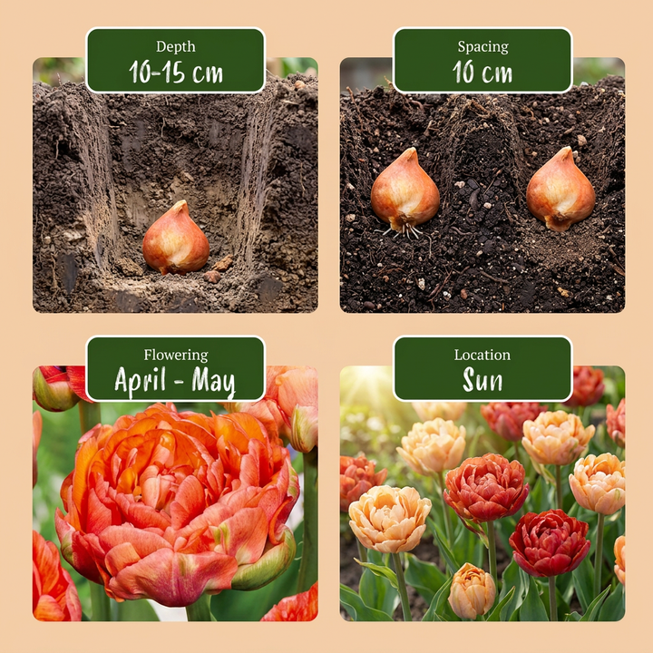 96x Tulipa Gudoshnik Double Bulbs - Mixed - Spring Flowering - Size 11/12