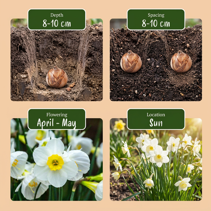 160x Narcissus 'White Petticoat' Hoop Petticoat Daffodil Bulbs - White - Spring Flowering - Size 6/8