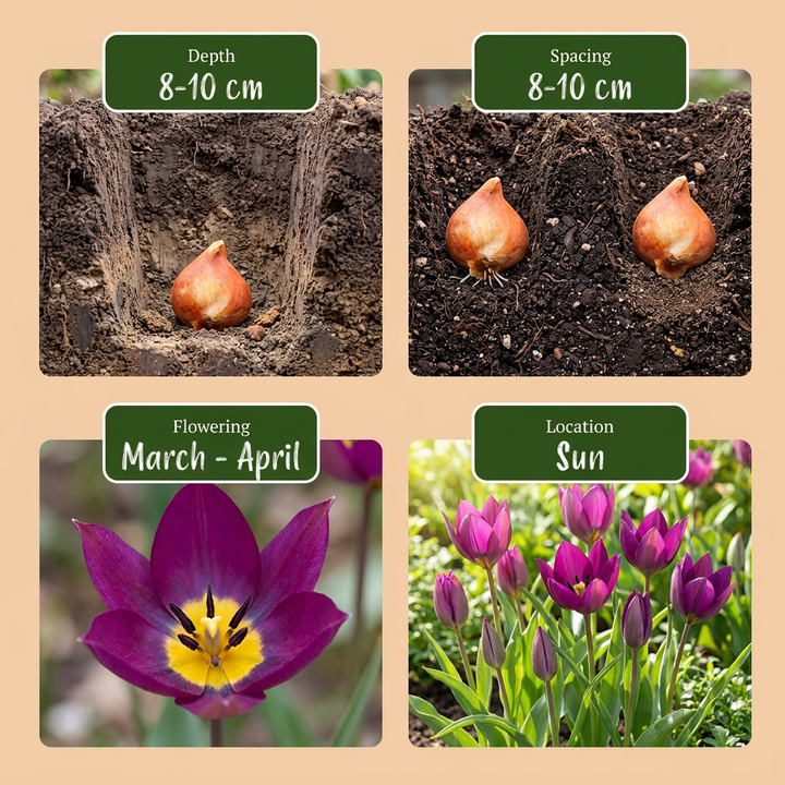 200x Tulipa 'Persian Pearl' Species Tulip Bulbs - Purple - Spring Flowering - Size 6/7