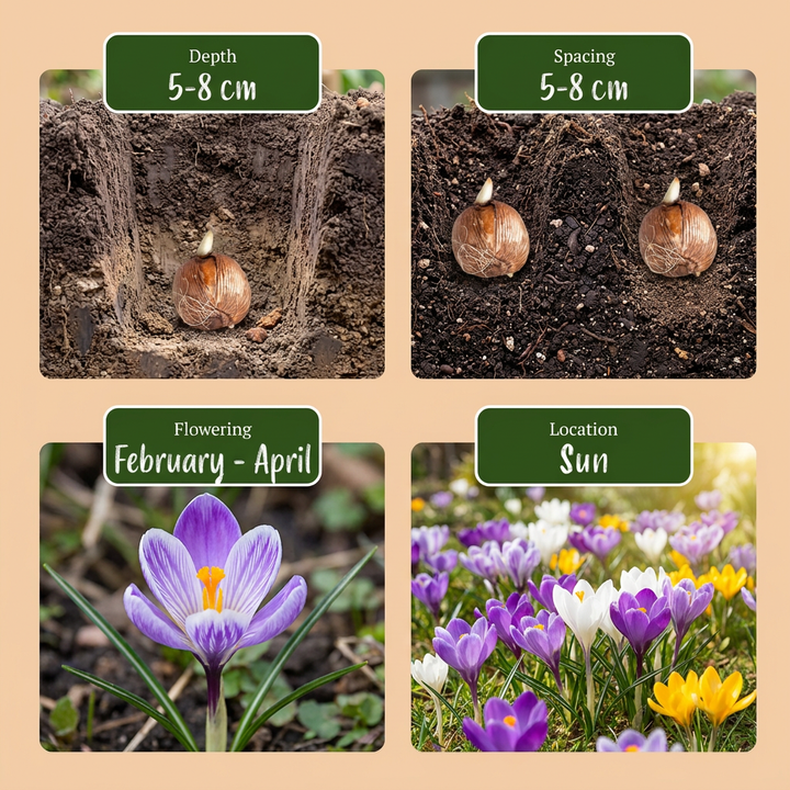 560x Crocus Mix Bulbs - Mixed - Naturalising - Size 7/8