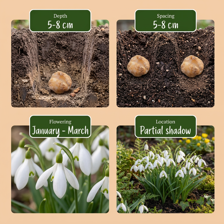 100x Galanthus elwesii (Giant Snowdrop) Bulbs - White - Spring Flowering - Size 5/6