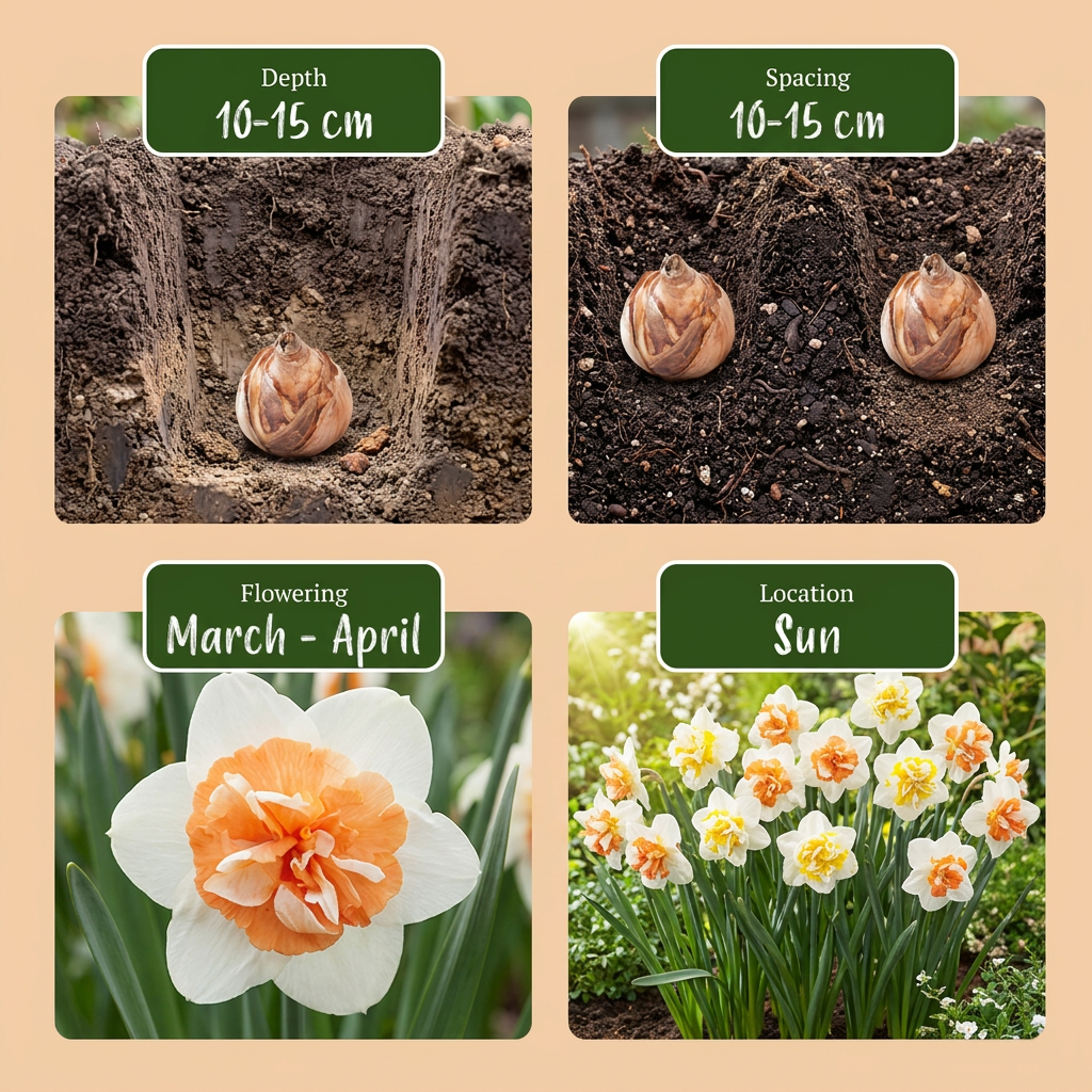 80x Narcissus 'Macaron Bloss' Daffodil Bulbs - White and Yellow - Spring Flowering - Size 12/14
