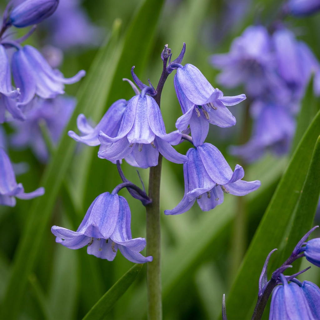 Hyacinthoides non-scripta in flower, one-sided arching stems of deep blue scented bells, 160-bulb pack for Irish gardens