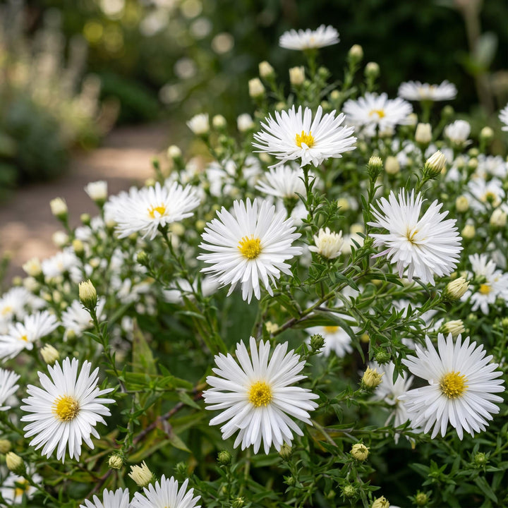 24x Aster dumosus 'Schneekissen' Cushion Aster - White - 11cm Pot - 15-25cm