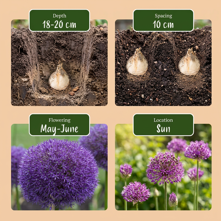 16x Allium 'Pinball Wizard' Bulbs - Purple - Summer Flowering - Size 18/20