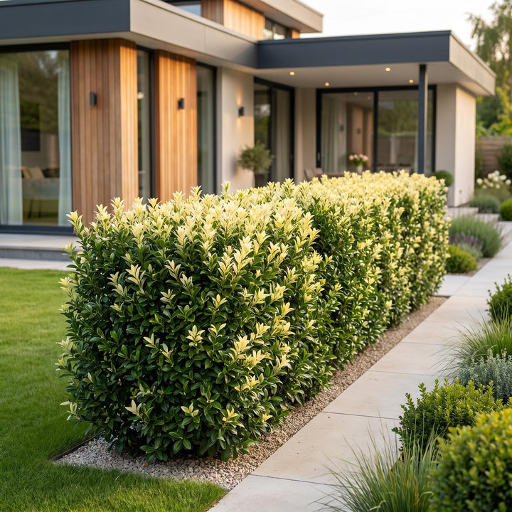 40x Euonymus japonicus 'Paloma Blanca' Japanese Spindle - Evergreen Hedging - 9cm Pot - 20-30cm