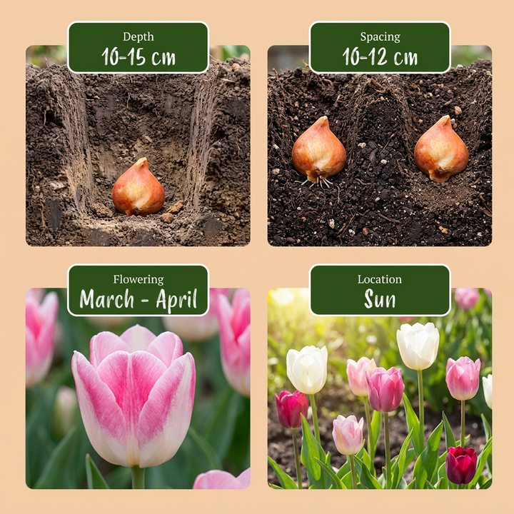 280x Tulipa Pastel Mix Bulbs - Mixed - Spring Flowering - Size 11/15