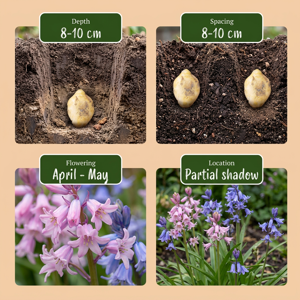 80x Hyacinthoides hispanica (Spanish Bluebell) Bulbs - Mixed - Naturalising - Size 7/8
