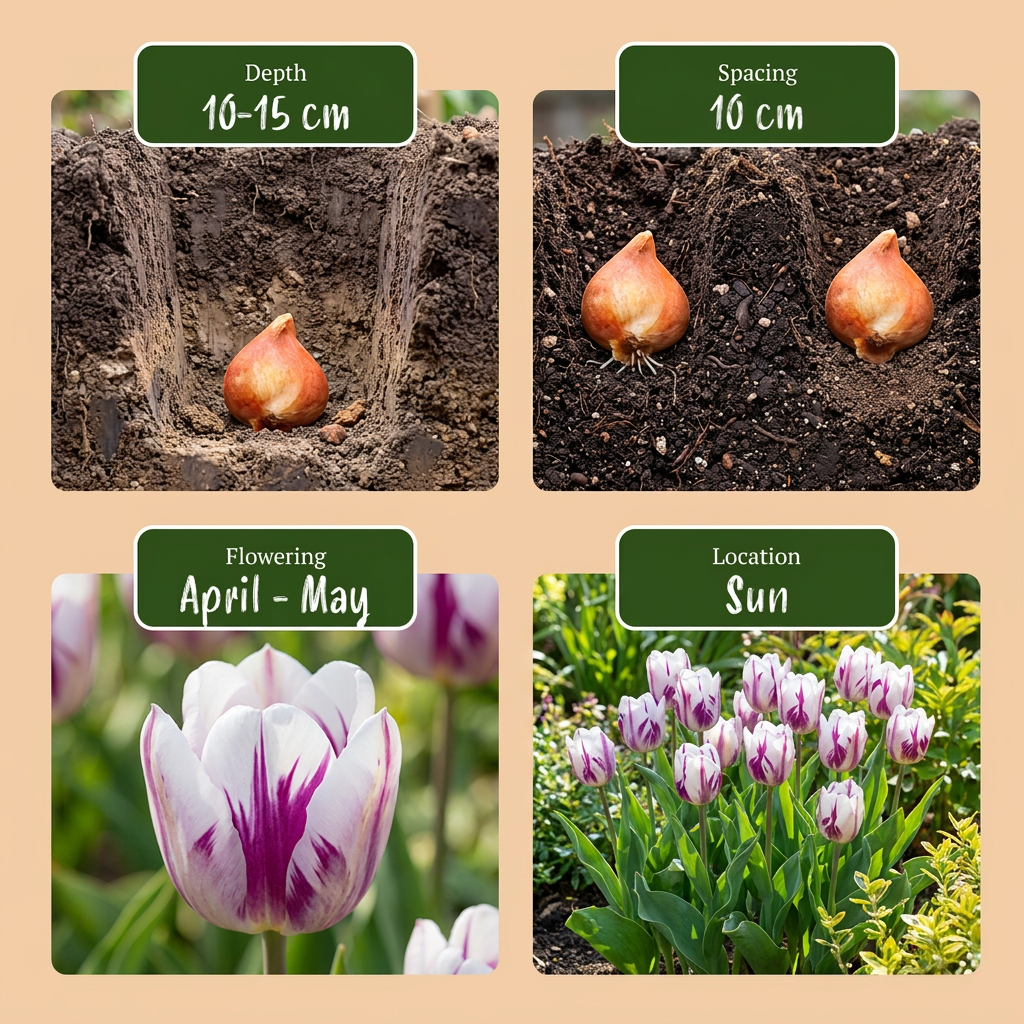 120x Tulipa Flaming Flag Bulbs - White and Purple - Spring Flowering - Size 11/12