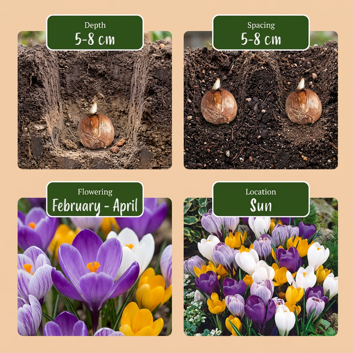240x Large-Flowering Crocus Mix Bulbs - Mixed - Spring Flowering - Size 7/8