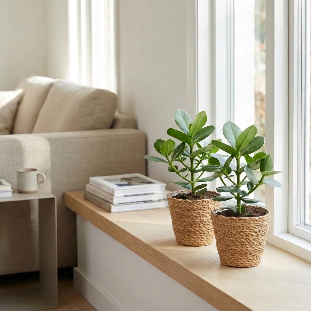 Autograph Tree (Clusia rosea 'Princess') - 4 Plants with Woven Basket - 12cm Pot - 40cm Tall