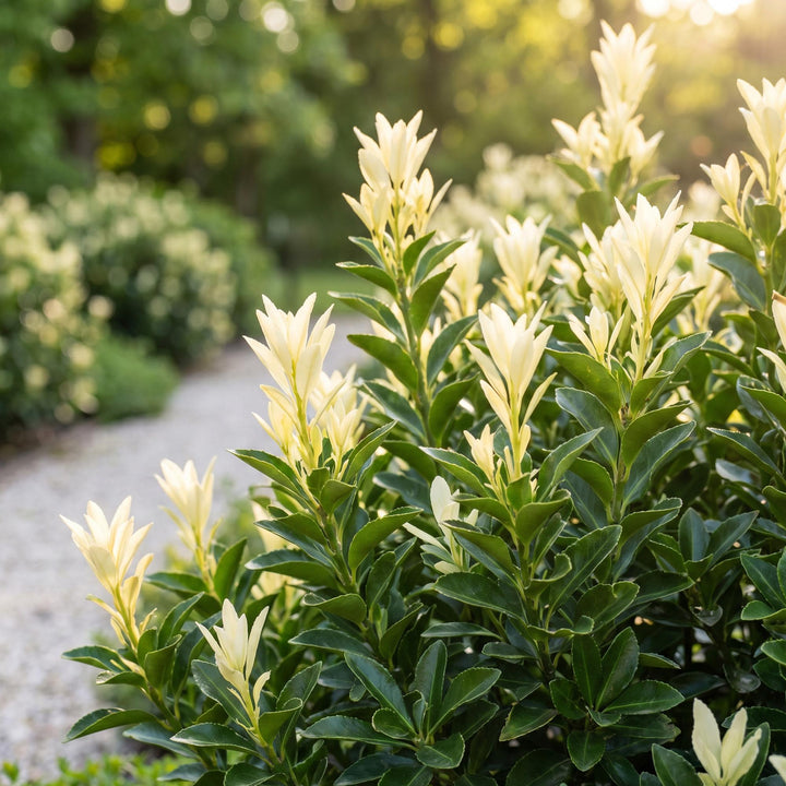 40x Euonymus japonicus 'Paloma Blanca' Japanese Spindle - Evergreen Hedging - 9cm Pot - 20-30cm