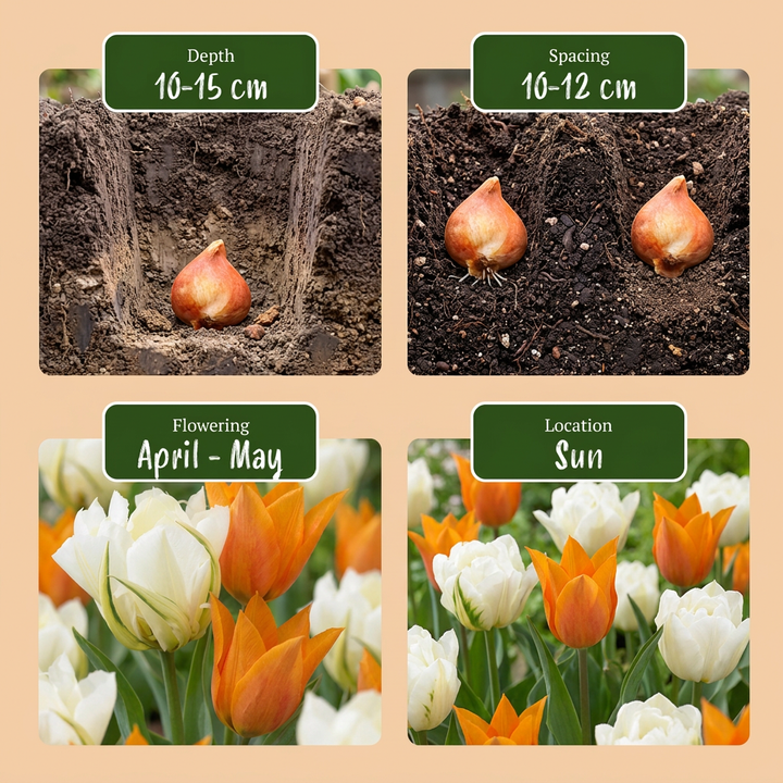 120x Tulipa Sunbath Bulbs - Yellow and White - Spring Flowering - Size 11/12