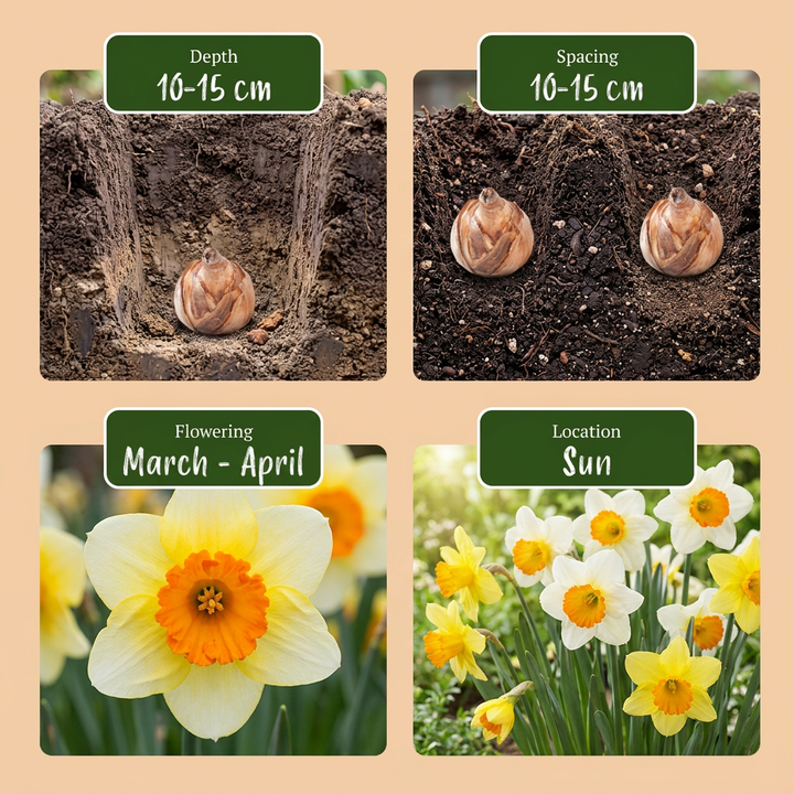 120x Large-Cupped Narcissus Mix Bulbs - Yellow and White - Spring Flowering - Size 12/14