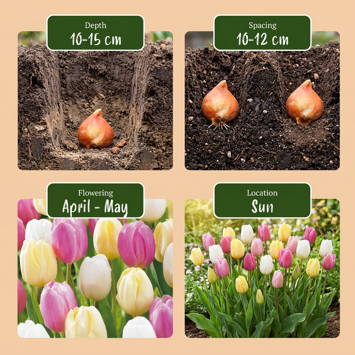96x Tulipa Sorbet Mix Bulbs - Mixed - Spring Flowering - Size 11/12