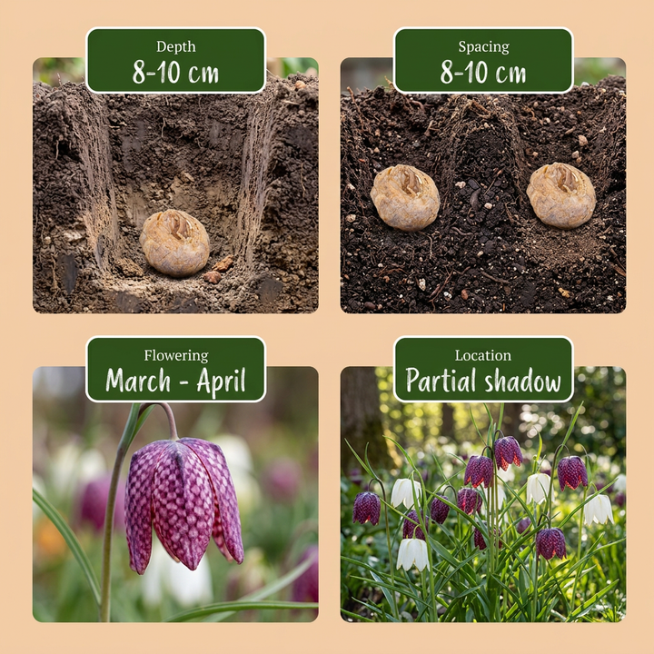 120x Fritillaria meleagris (Snake's Head Fritillary) Bulbs - Purple and White - Naturalising - Size 6/7