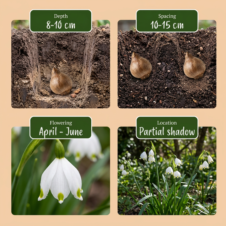 320x Leucojum aestivum (Summer Snowflake) Bulbs - White - Spring Flowering - Size 8/9