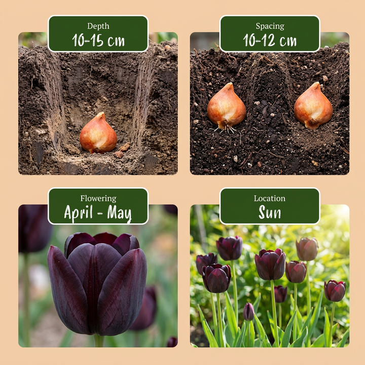 280x Tulipa 'Black' Tulip Bulbs - Black - Spring Flowering - Size 10/11