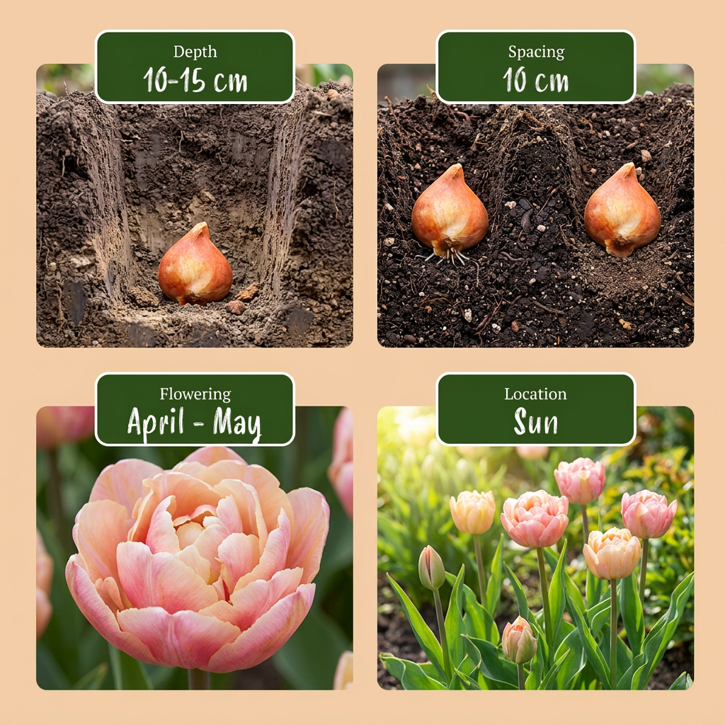96x Tulipa Peaches & Kisses Bulbs - Mixed - Spring Flowering - Size 11/12