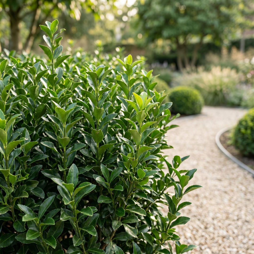 40 Euonymus japonicus 'Green Spire' hedging plants in 9cm pots, 20-25cm tall - view 5