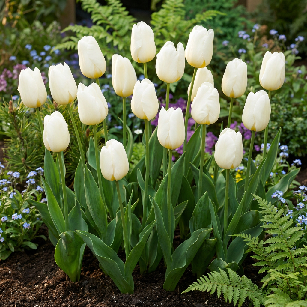 120x Tulipa Triumph Tulip Bulbs - White - Spring Flowering - Size 11/12