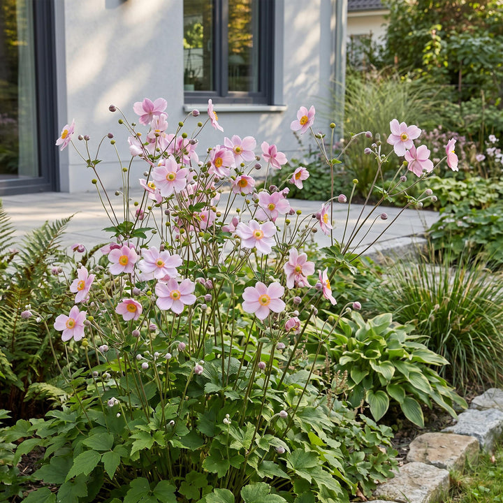 24x Anemone hybrida 'Koenigin Charlotte' Japanese Anemone - Pink - 11cm Pot - 15-25cm