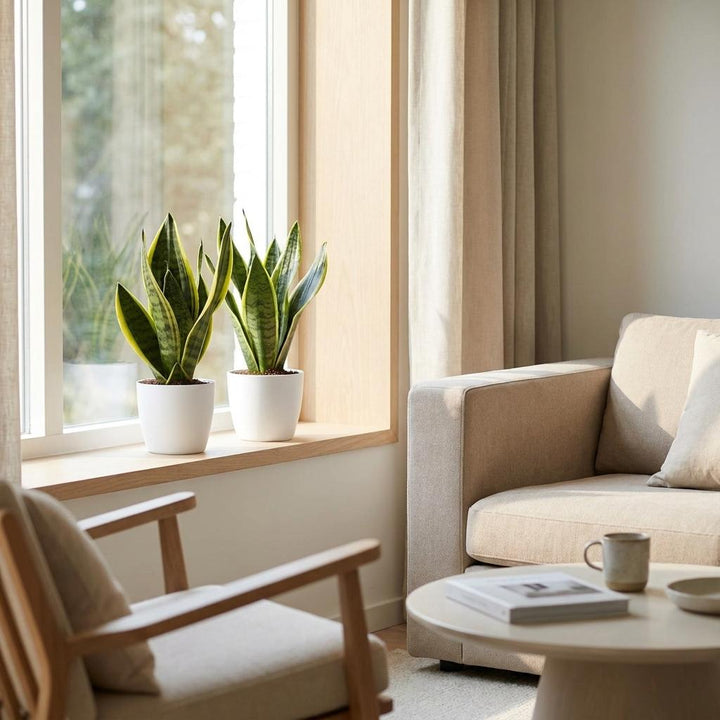Snake Plant (Sansevieria 'Future Superb') - 2 Plants with White Ceramic Pot - 12cm Pot - 35cm Tall