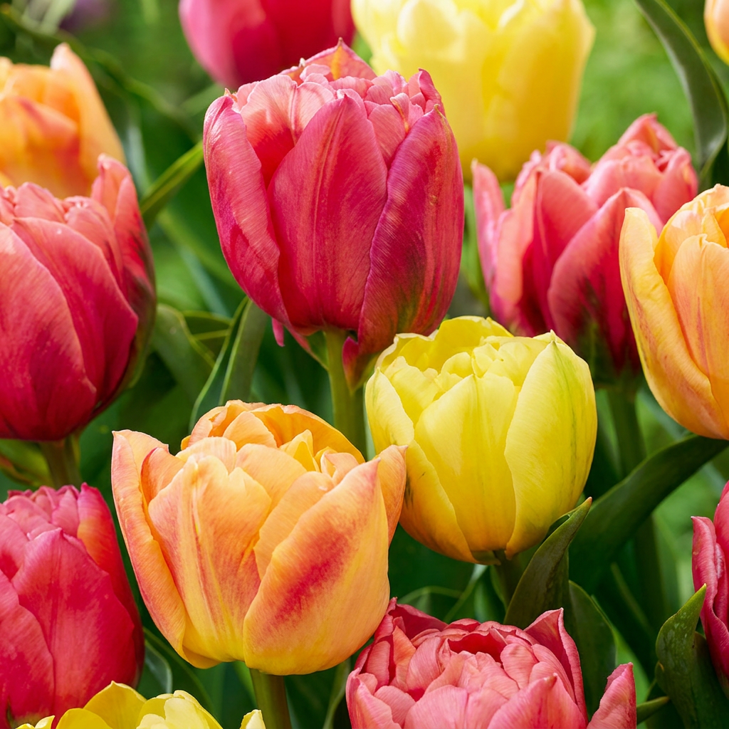 Tulipa Symbiosa Mix in flower, goblet-shaped blooms on straight upright stems, 96-bulb pack for Irish gardens