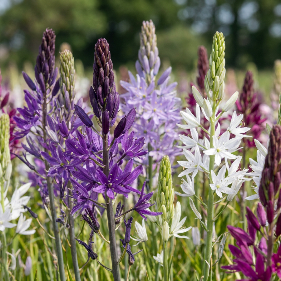 Camassia leichtlinii in flower, tall blue and white star-flower spires, 40-bulb pack for Irish gardens