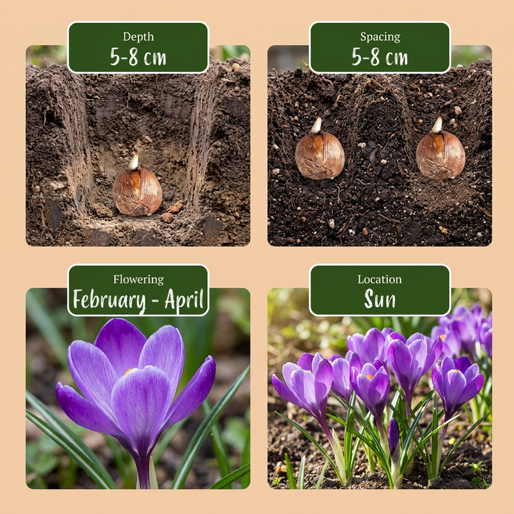 240x Blue Crocus Bulbs - Blue - Naturalising - Size 7/8