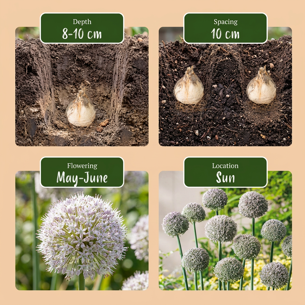 320x Allium 'Ping Pong' Bulbs - White - Summer Flowering - Size 6/7
