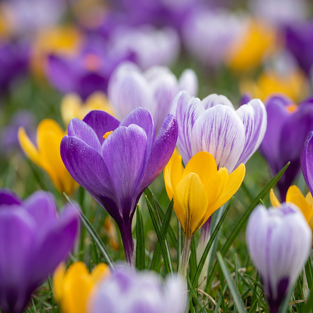 Crocus Species Mix in flower, small, early goblet flowers in mixed shades, 200-bulb pack for Irish gardens