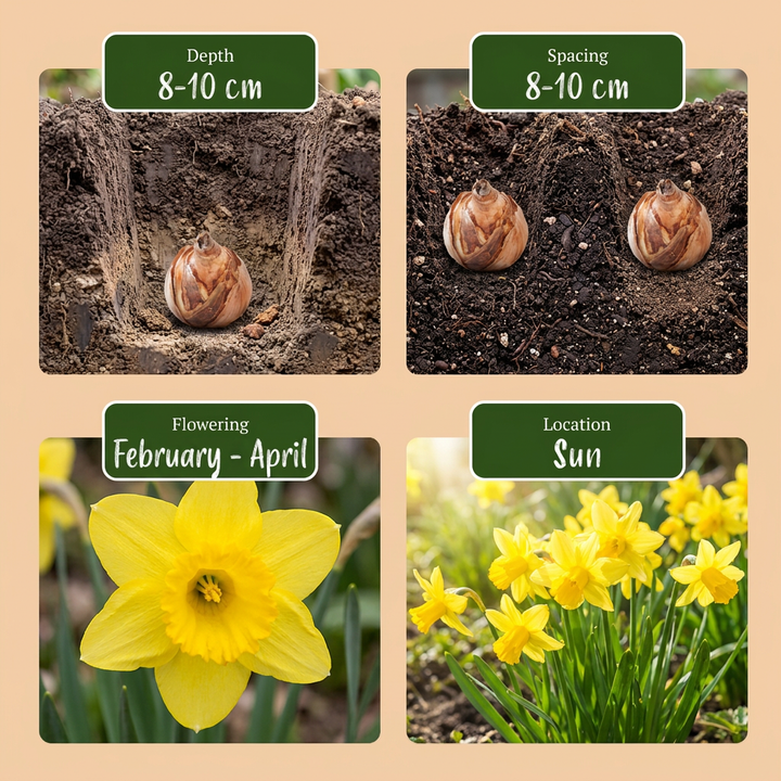 120x Narcissus 'February Gold' Daffodil Bulbs - Yellow - Spring Flowering - Size 10/12