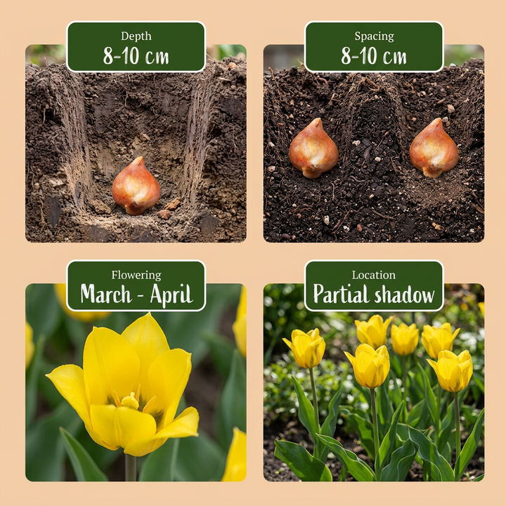 160x Tulipa sylvestris (Wild Woodland Tulip) Bulbs - Yellow - Naturalising - Size 5/6