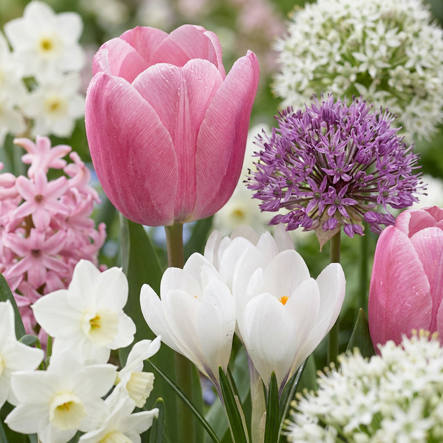 Pink Bulb Garden Collection: a mixed planting of pink flowering bulbs, 1000-bulb pack for Irish gardens