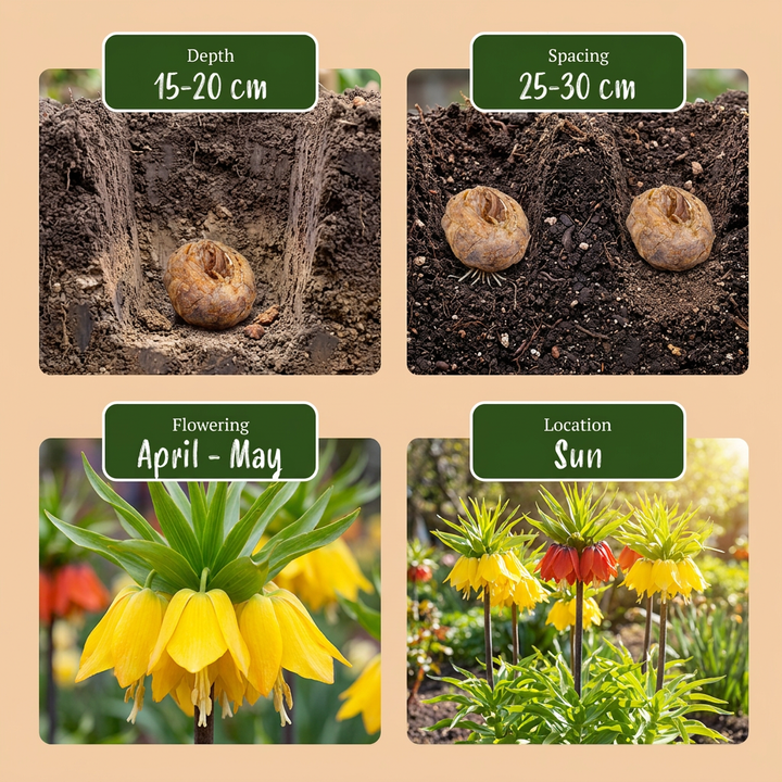 24x Fritillaria imperialis (Crown Imperial) Bulbs - Mixed - Spring Flowering - Size 18/20