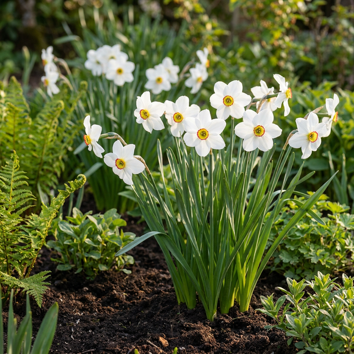 240x Narcissus poeticus recurvus (Pheasant's Eye Daffodil) Bulbs - White - Spring Flowering - Size 10/12