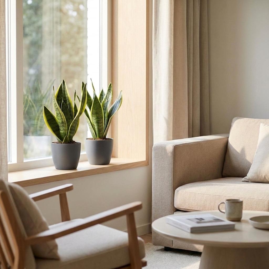 Snake Plant (Sansevieria 'Future Superb') - 4 Plants with Grey Ceramic Pot - 12cm Pot - 35cm Tall