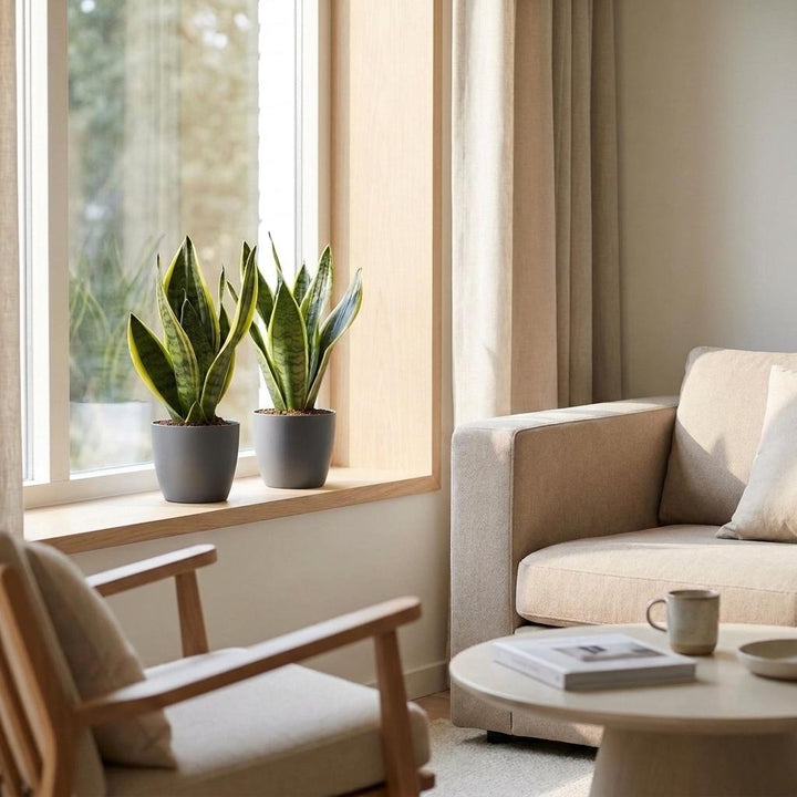 Snake Plant (Sansevieria 'Future Superb') - 4 Plants with Grey Ceramic Pot - 12cm Pot - 35cm Tall