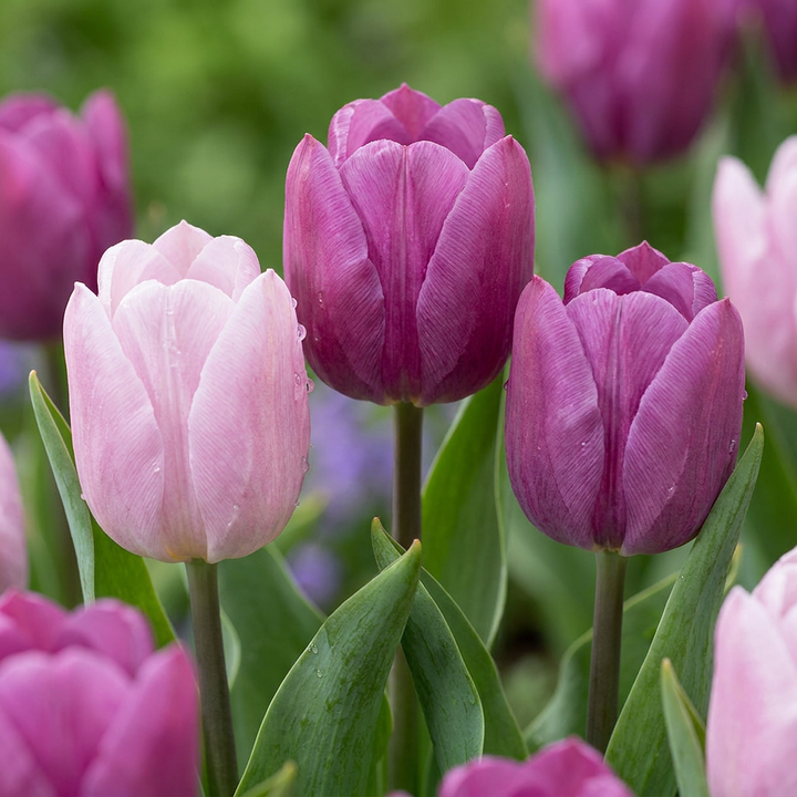 Tulipa Prince Mix in flower, goblet-shaped blooms on straight upright stems, 320-bulb pack for Irish gardens