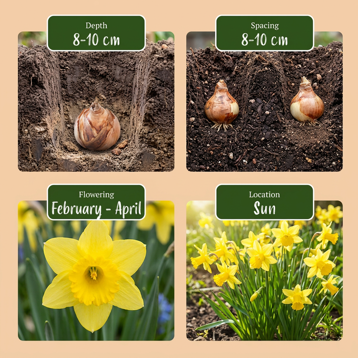 100x Narcissus 'Tete-a-Tete' Miniature Daffodil Bulbs - Yellow - Spring Flowering - Size 10/12
