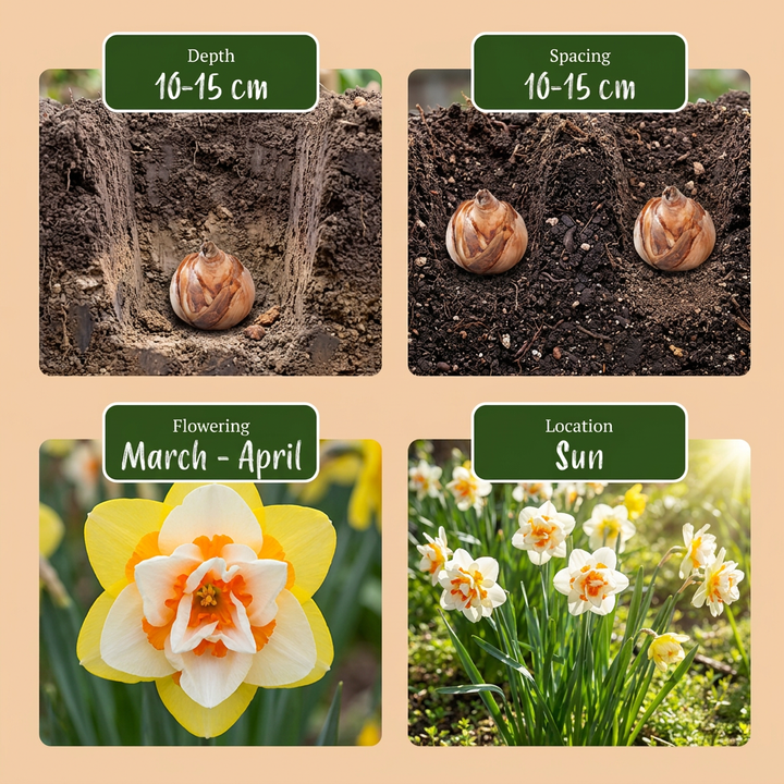 240x Double Narcissus Mix Bulbs - Mixed - Spring Flowering - Size 10/12