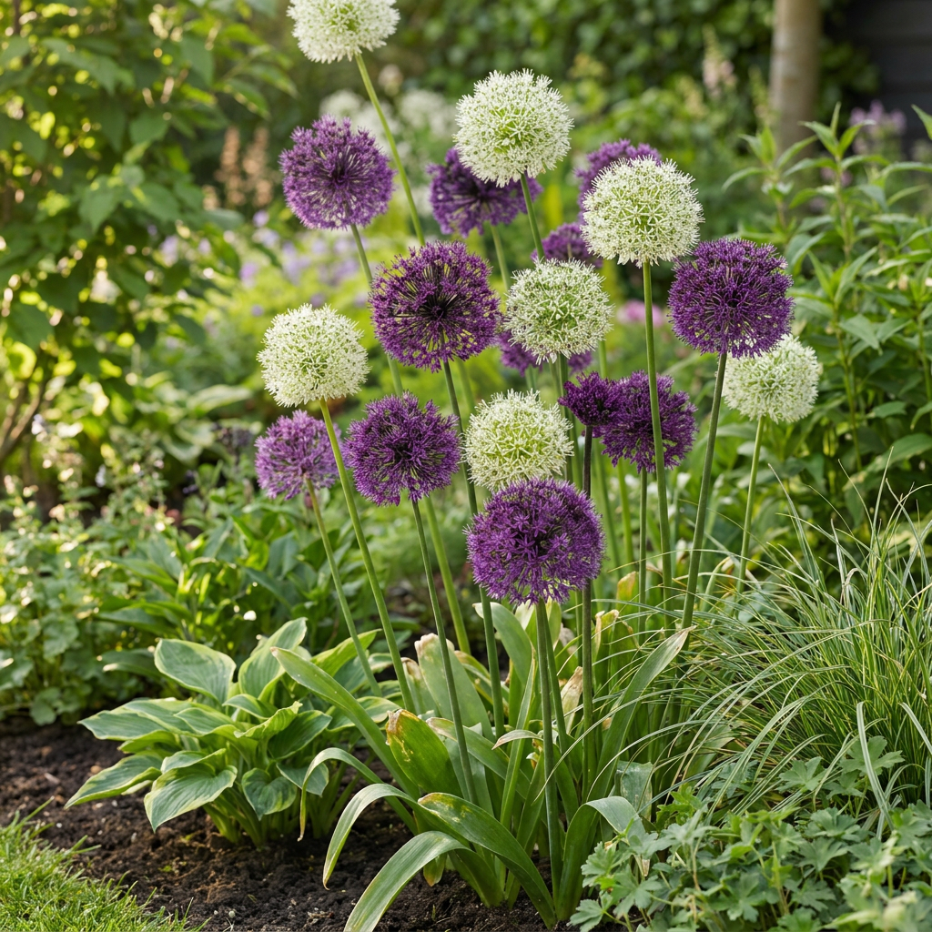 320x Allium Purple Bulbs - Purple and White - Summer Flowering - Size 10/12