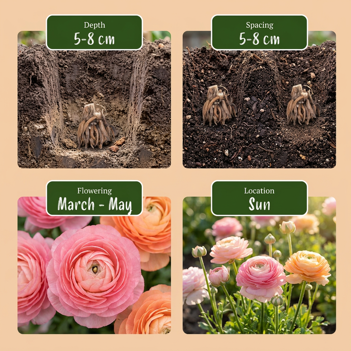 320x Ranunculus Pastel Mix (Persian Buttercup) Bulbs - Mixed - Spring Flowering - Size 5/6