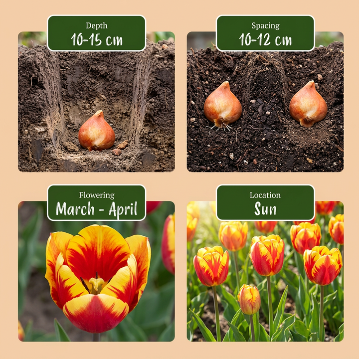 120x Tulipa Triumph Tulip Bulbs - Mixed - Spring Flowering - Size 11/12