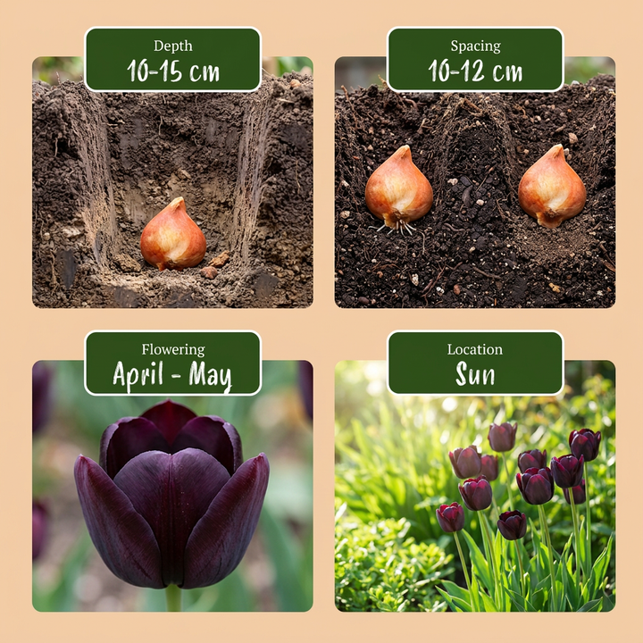 96x Tulipa Triumph Tulip Bulbs - Deep Purple - Spring Flowering - Size 11/12